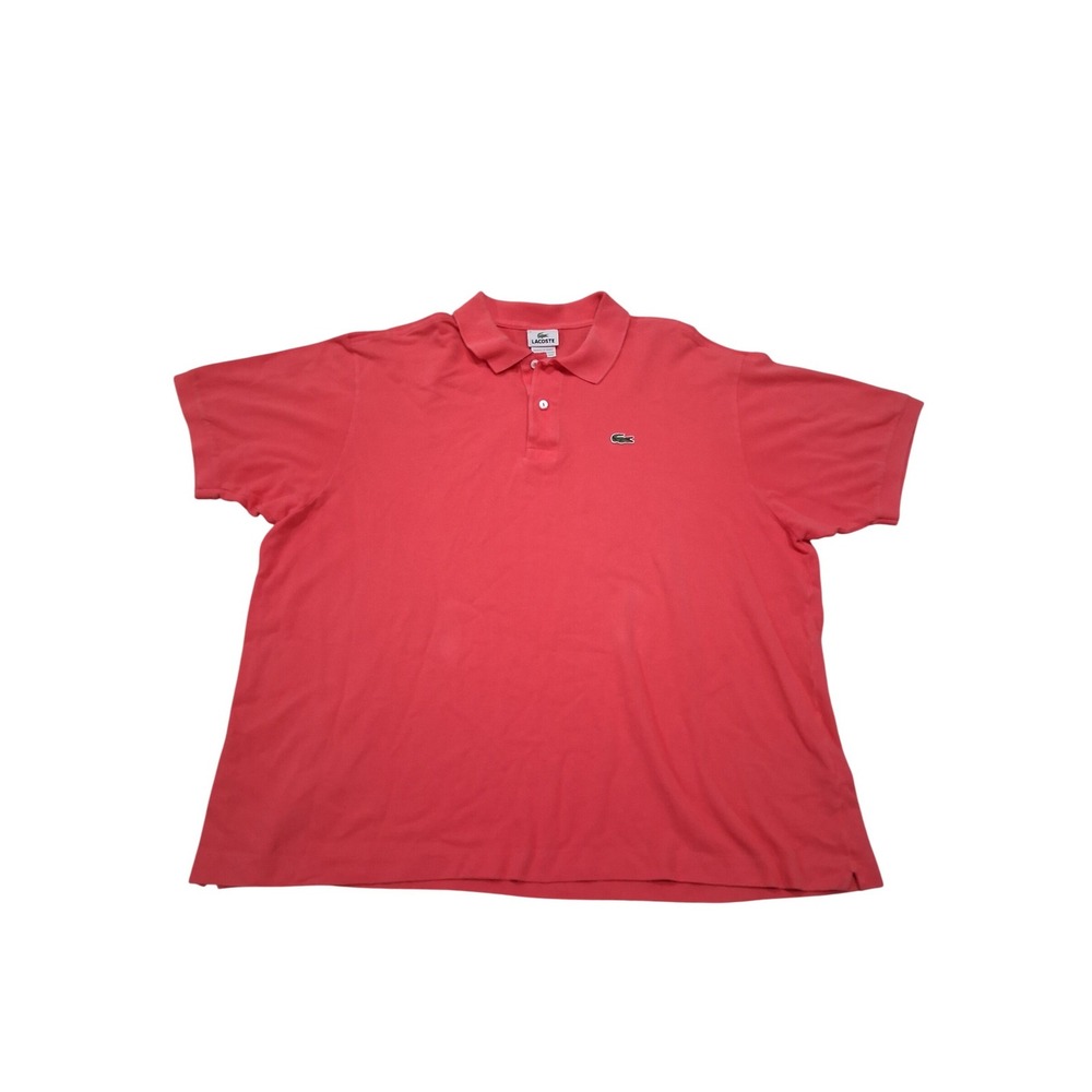 Lacoste Mens Classic Fit Pique Polo Shirt Coral Pink Size 8 XXL Short Sleeve